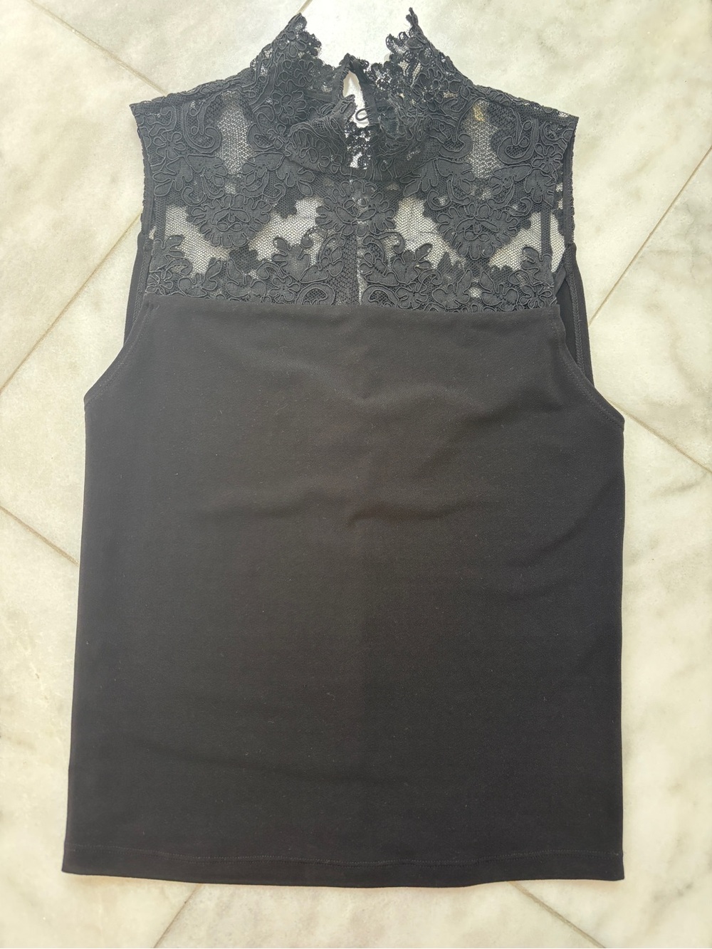 alice + olivia Madyson High Neck Lace Combo Tank, Black, S